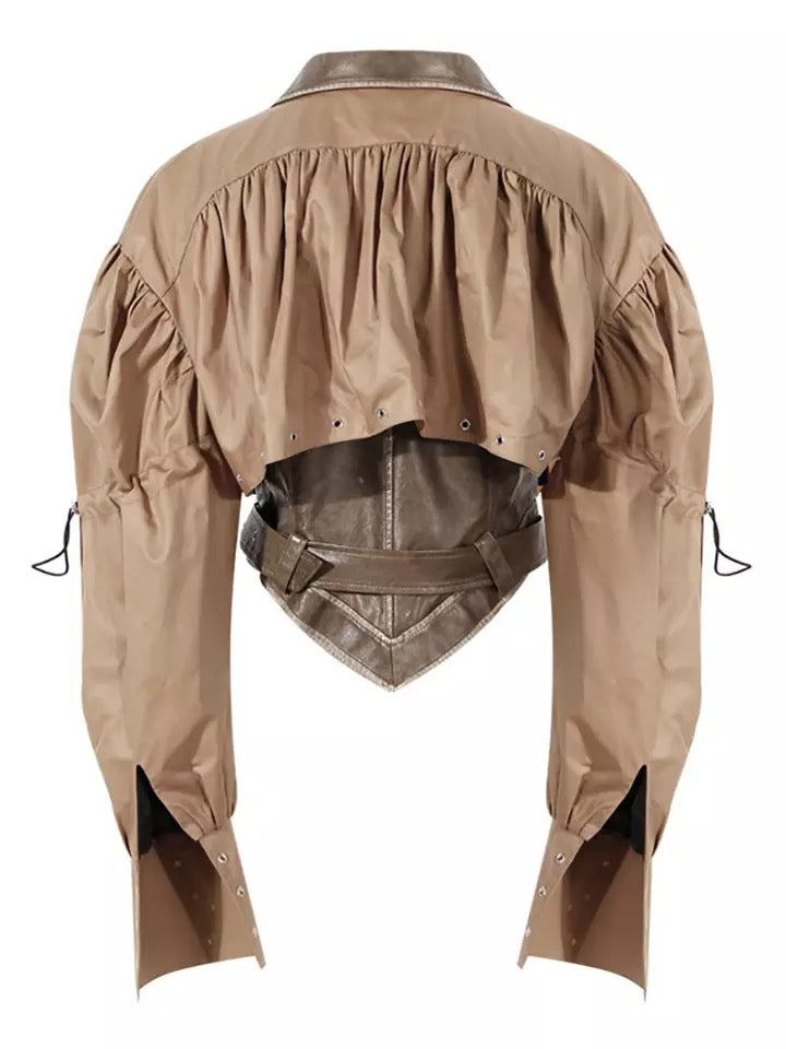 Irregular pu leather jacket