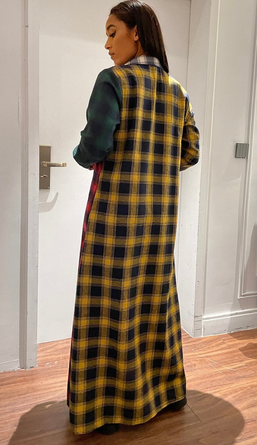 Lapel long plaid blouseđź’•