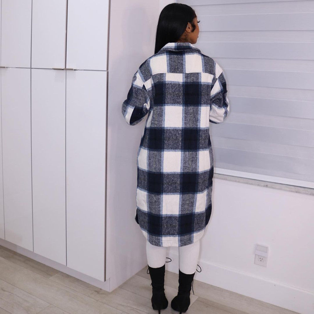 Lapel long shirt jacket 💕
