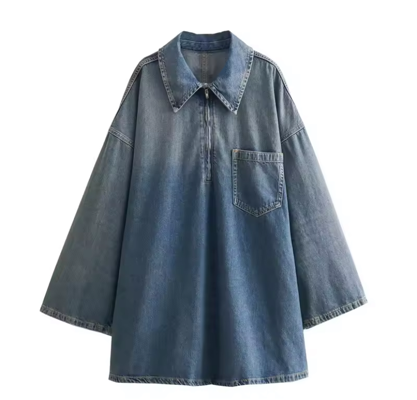 Denim mini shirt dress